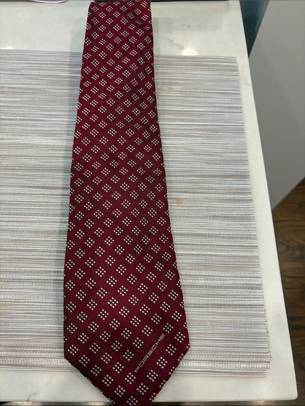 Porsche Design Burgundy Geometric Silk Tie